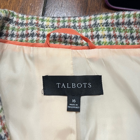Talbots Multicolor Tweed Wool Blend Blazer Jacket Size 16 Fully Lined - Picture 5 of 13